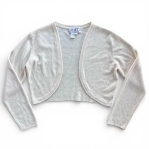 Apart Impressions L Cream Wool Bl Cropped Bolero Shrug Open Cardigan Vintage 90s